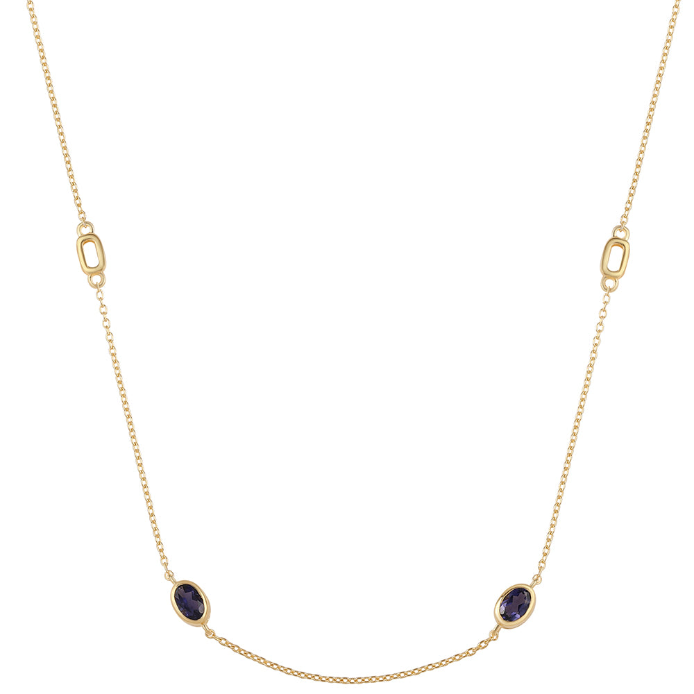 Colier din Argint 925 Placat cu Aur ( 4.08 grame ) cu Iolit 1.6 Carate