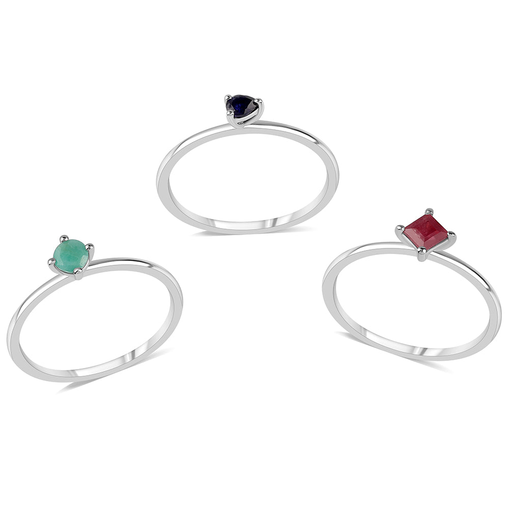 Set din Argint 925 ( 4.5 grame ) cu Rubin Thailandez și Smarald Brazilian 1.05 Carate ( Inel )