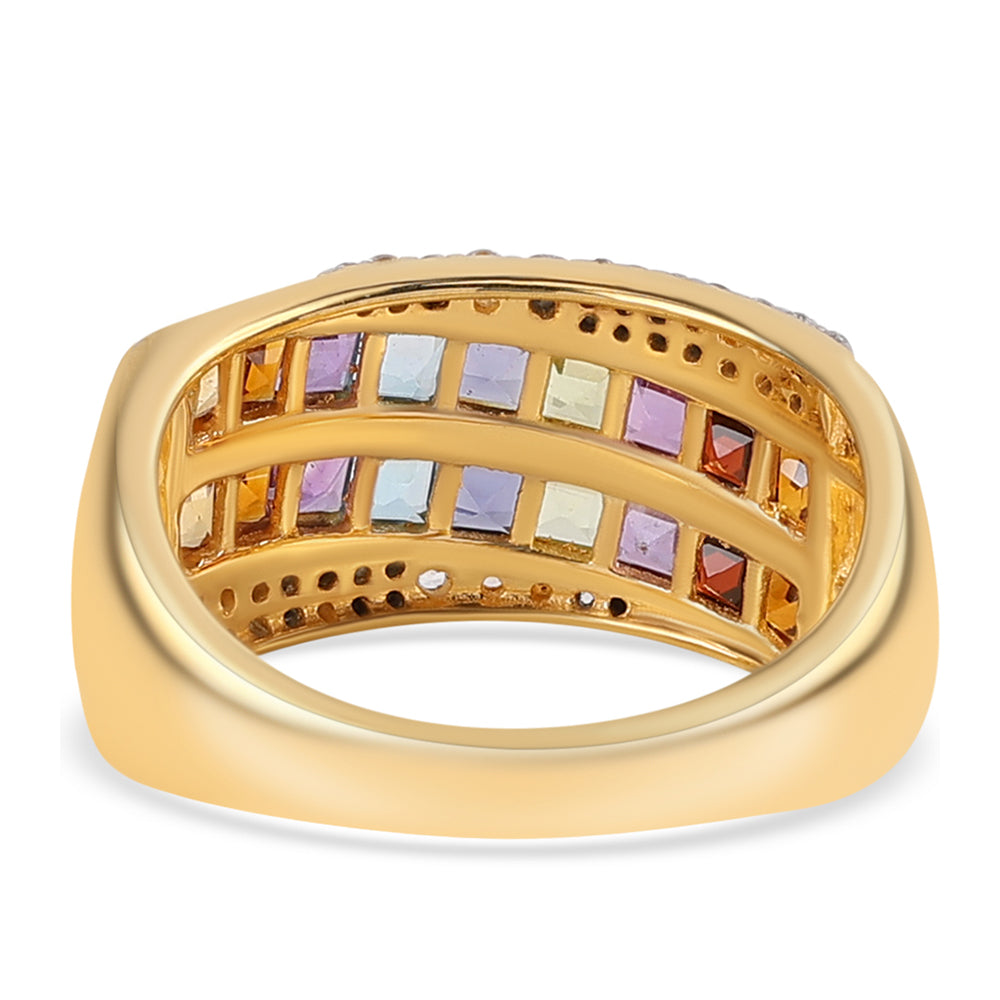 Inel din Argint 925 Placat cu Aur ( 4.88 grame ) cu Ametist African și Granat Roșu 2.35 Carate