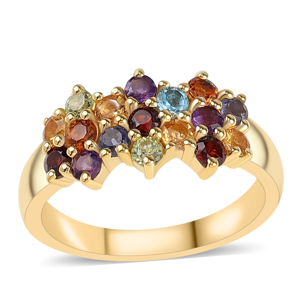 Inel din Argint 925 Placat cu Aur ( 3.87 grame ) cu Ametist African și Granat Roșu 1.21 Carate