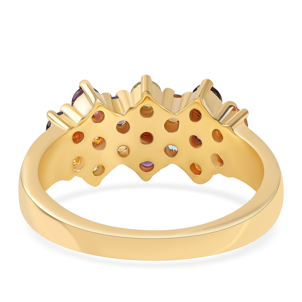 Inel din Argint 925 Placat cu Aur ( 3.87 grame ) cu Ametist African și Granat Roșu 1.21 Carate 2 