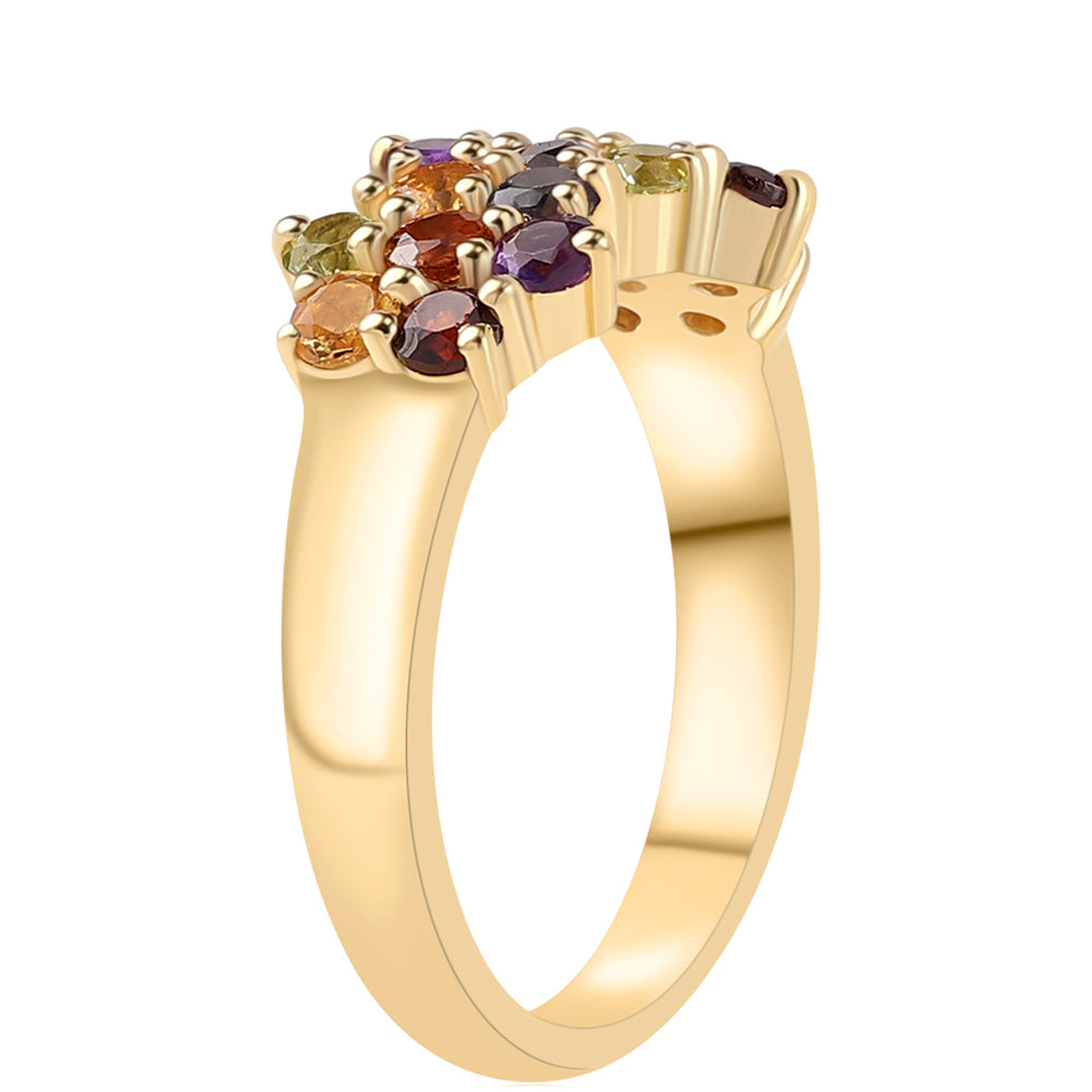 Inel din Argint 925 Placat cu Aur ( 3.87 grame ) cu Ametist African și Granat Roșu 1.21 Carate