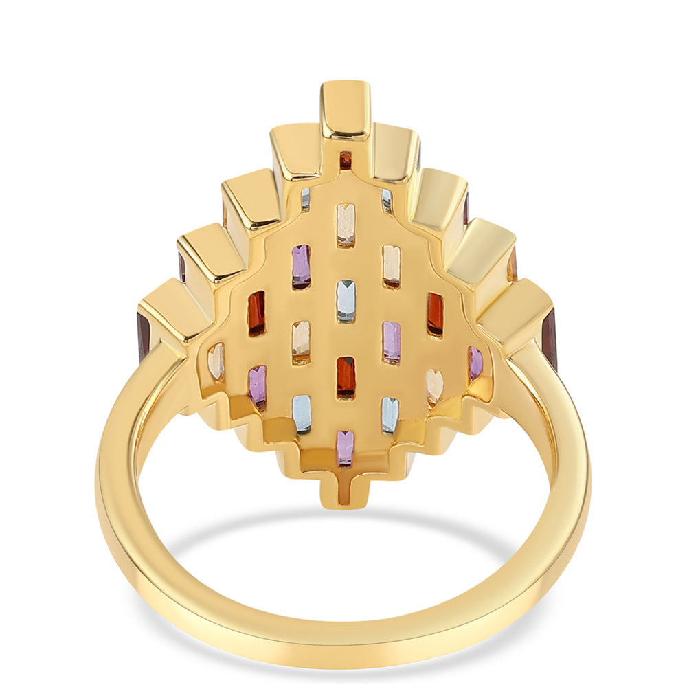 Inel din Argint 925 Placat cu Aur ( 4.45 grame ) cu Ametist African și Citrin 3.06 Carate 2 