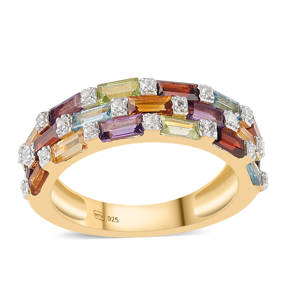 Inel din Argint 925 Placat cu Aur ( 3.22 grame ) cu Ametist African și Citrin 2.4 Carate 1 