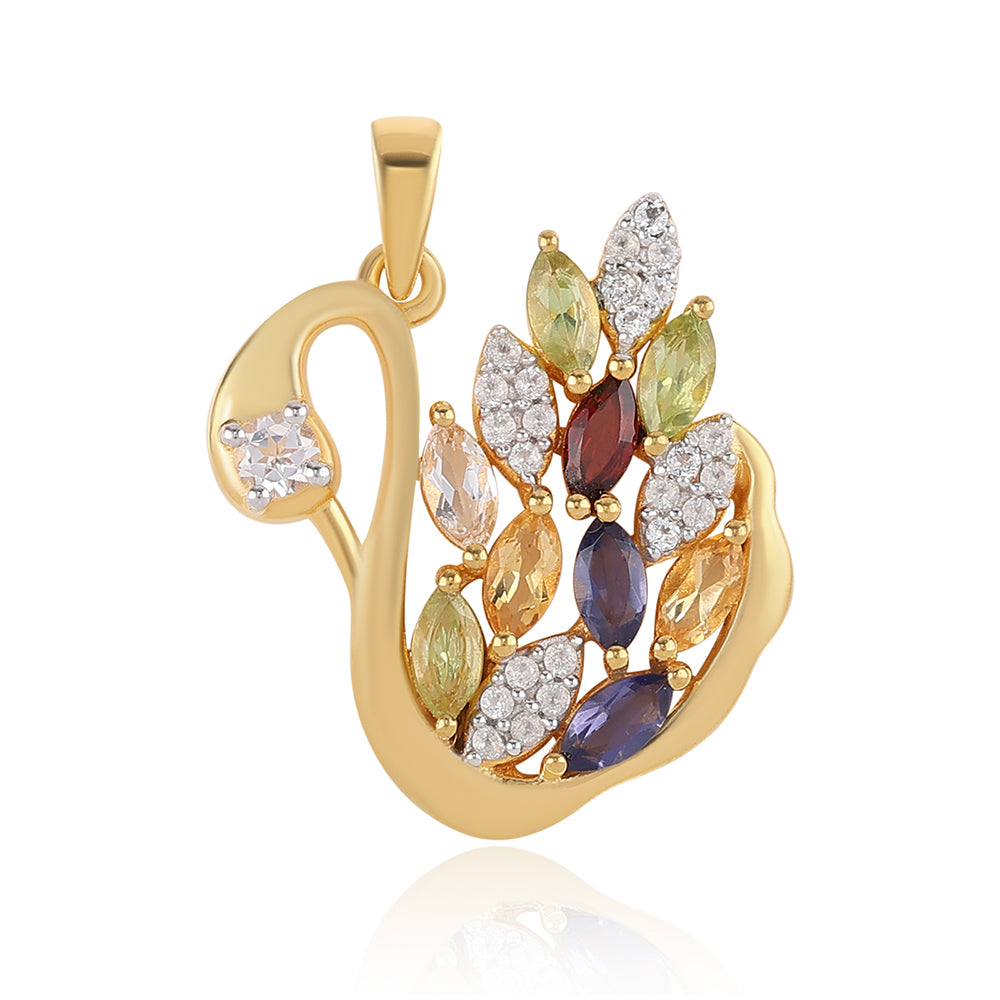 Pandantiv din Argint 925 Placat cu Aur ( 3.58 grame ) cu Peridot și Citrin 1.84 Carate 1 