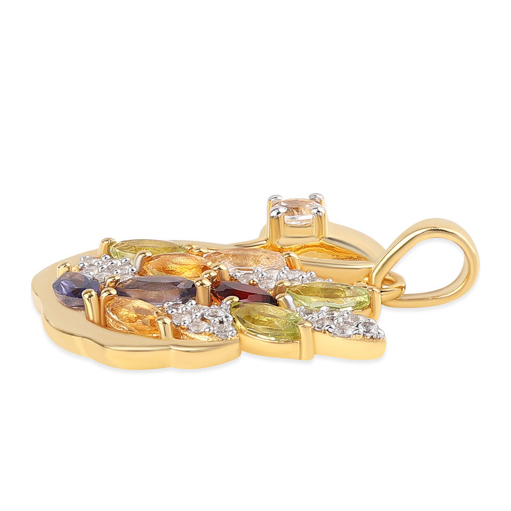 Pandantiv din Argint 925 Placat cu Aur ( 3.58 grame ) cu Peridot și Citrin 1.84 Carate 3 