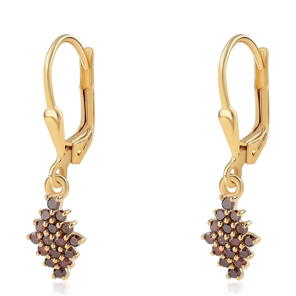 Cercei din Argint 925 Placat cu Aur ( 1.37 grame ) cu Diamant Roșu 0.37 Carate