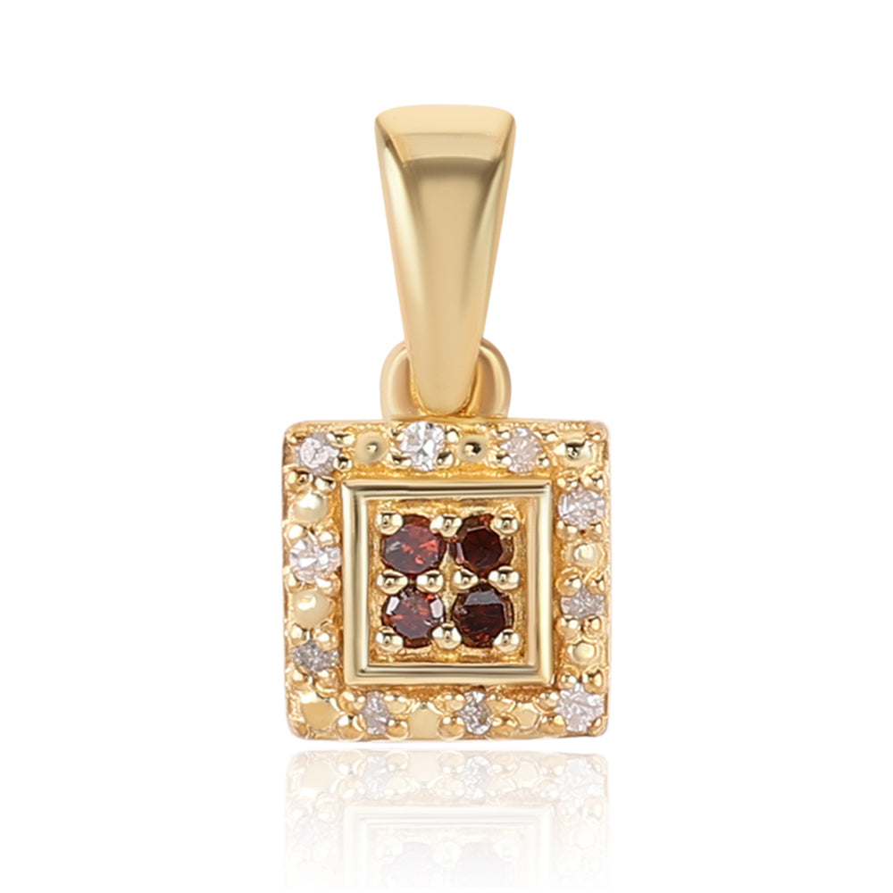 Pandantiv din Argint 925 Placat cu Aur ( 0.95 grame ) cu Diamant Roșu și Diamant Alb 0.09 Carate 1 