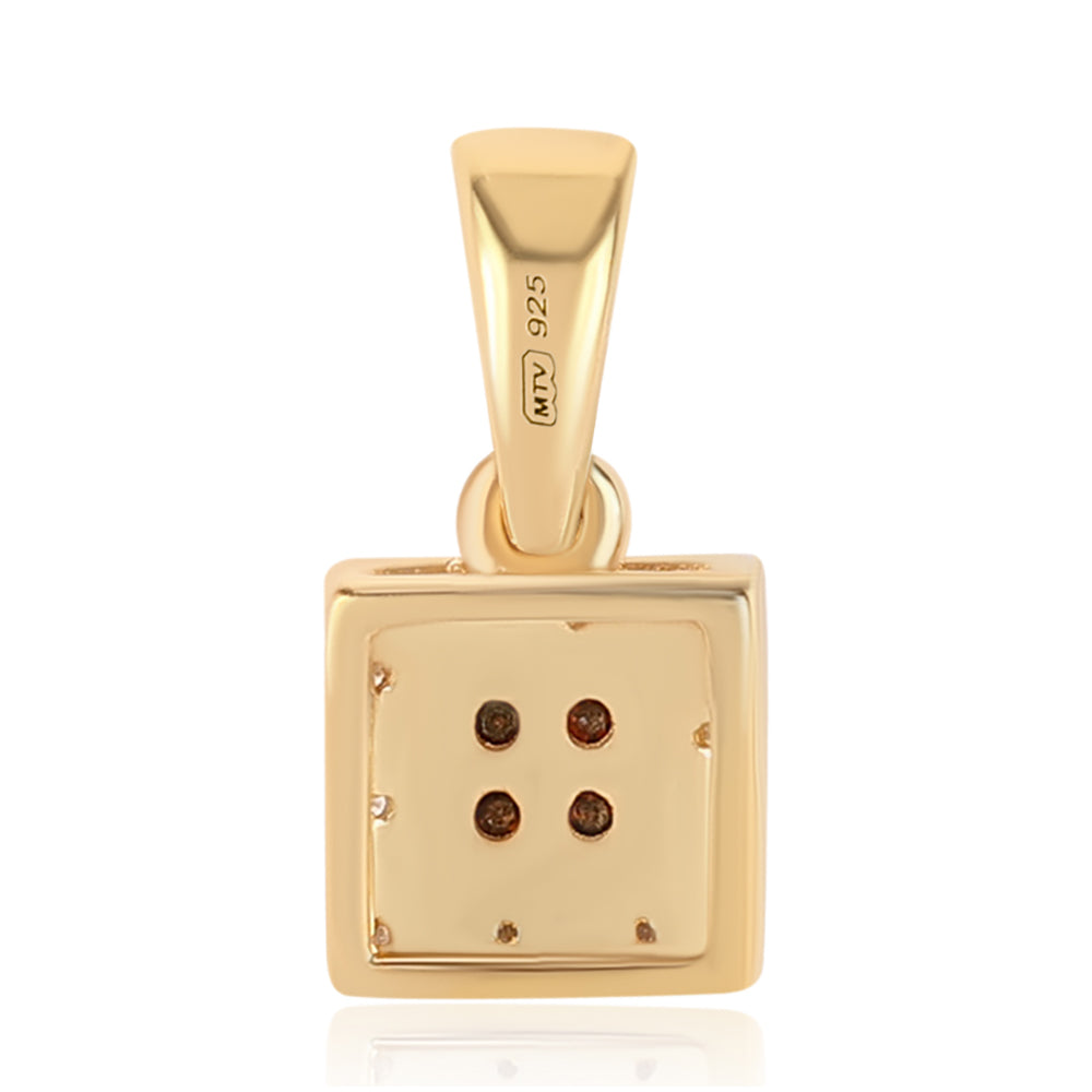 Pandantiv din Argint 925 Placat cu Aur ( 0.95 grame ) cu Diamant Roșu și Diamant Alb 0.09 Carate 3 