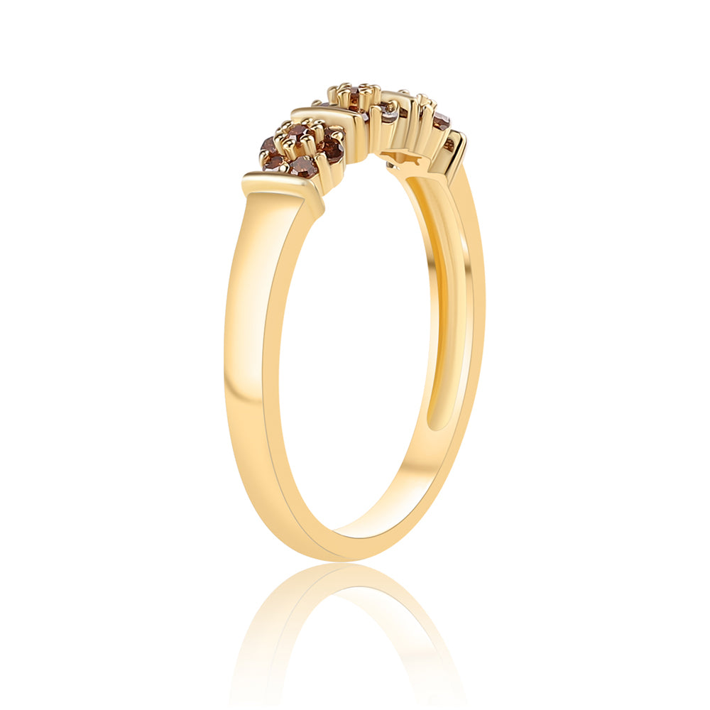 Inel din Argint 925 Placat cu Aur ( 2.54 grame ) cu Diamant Roșu 0.27 Carate