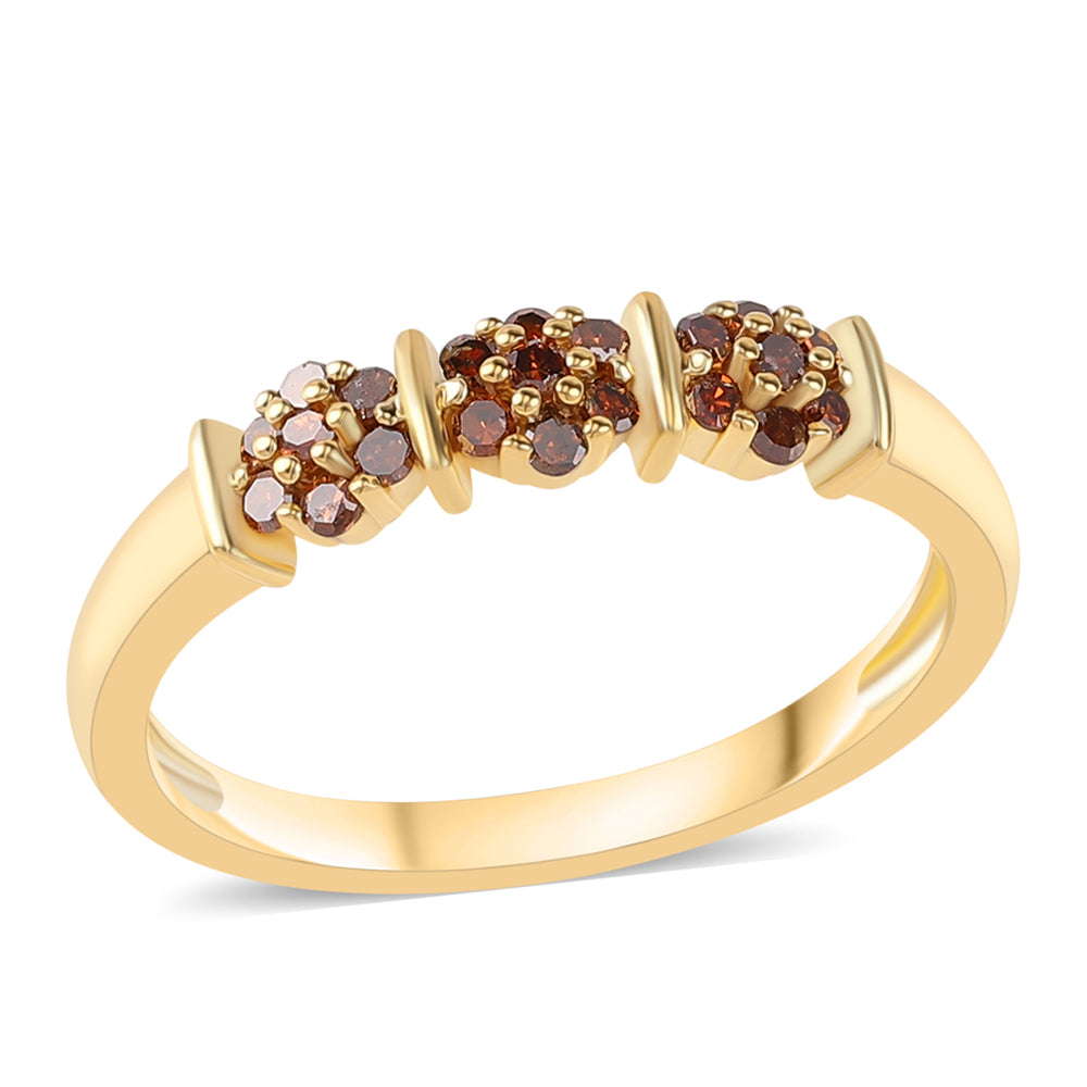 Inel din Argint 925 Placat cu Aur ( 2.54 grame ) cu Diamant Roșu 0.27 Carate 4 