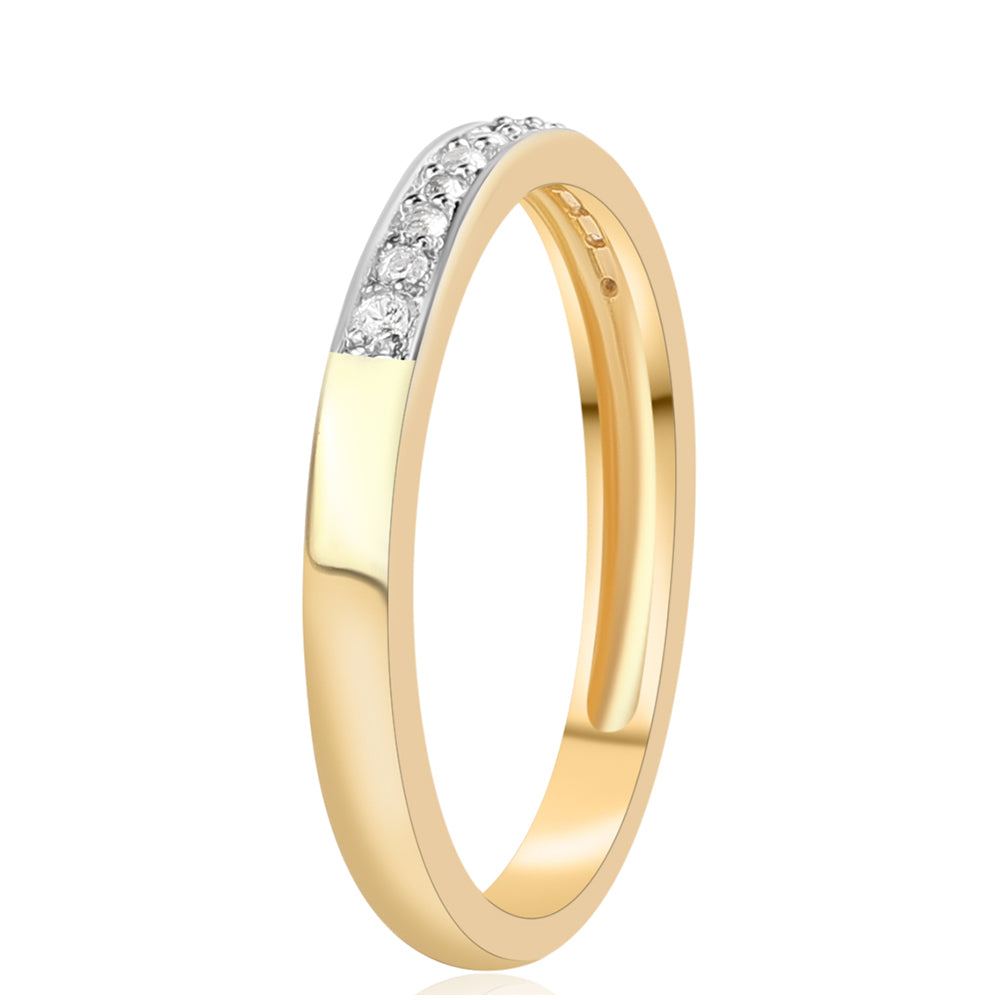 Inel din Argint 925 Placat cu Aur ( 2.04 grame ) cu Diamant Roșu și Topaz Alb 0.13 Carate 2 