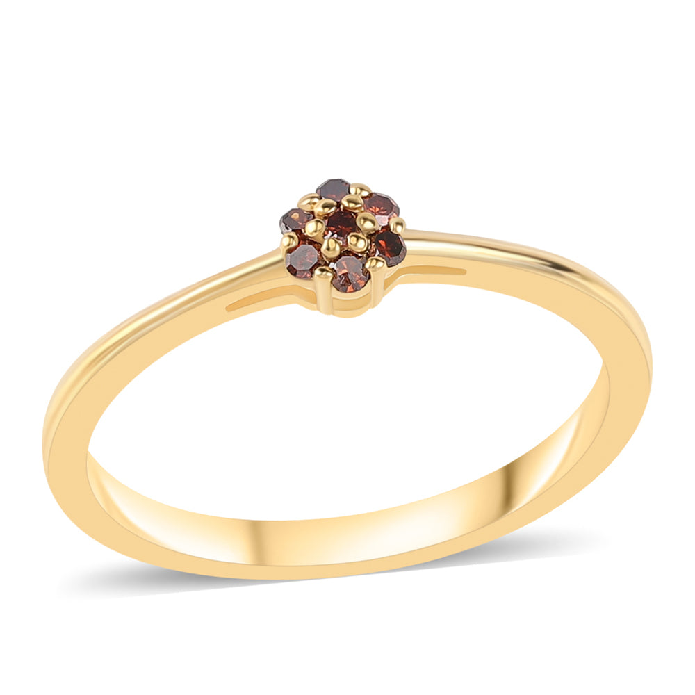 Inel din Argint 925 Placat cu Aur ( 1.7 grame ) cu Diamant Roșu 0.09 Carate 4 