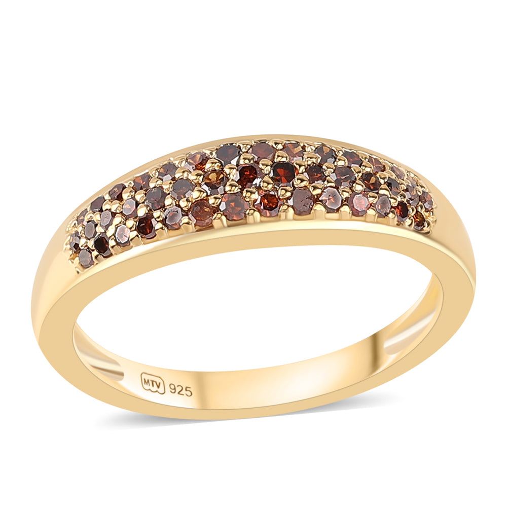 Inel din Argint 925 Placat cu Aur ( 2.41 grame ) cu Diamant Roșu 0.33 Carate 4 