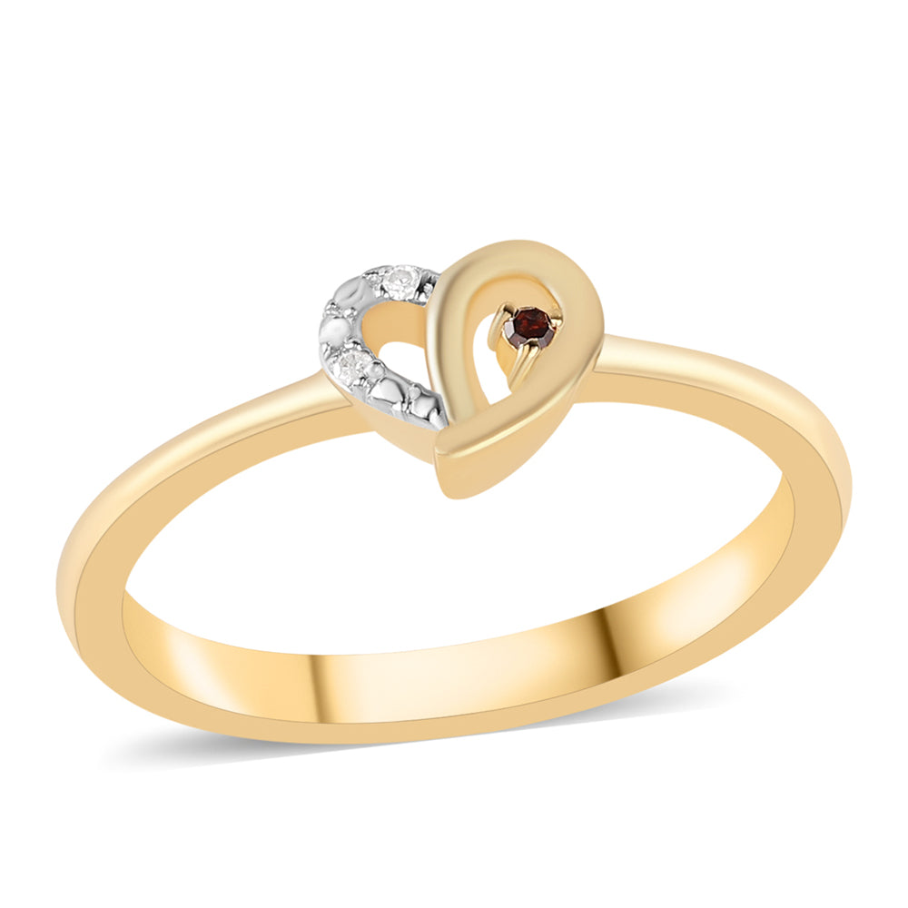 Inel din Argint 925 Placat cu Aur ( 2.33 grame ) cu Diamant Roșu și Diamant Alb 0.02 Carate