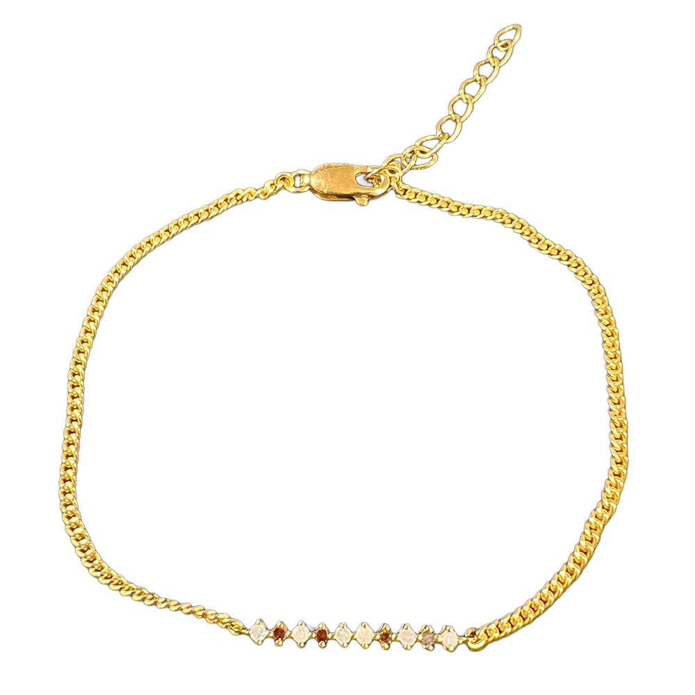 Brățară din Argint 925 Placat cu Aur ( 2.3 grame ) cu Diamant Roșu și Diamant Alb 0.13 Carate