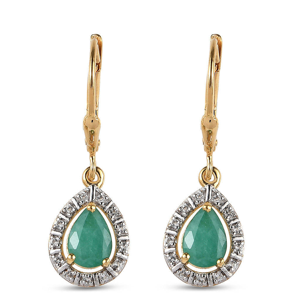 Set din Argint 925 Placat cu Aur ( 6.09 grame ) cu Rubin Thailandez și Smarald Brazilian 6.75 Carate ( Cercei )