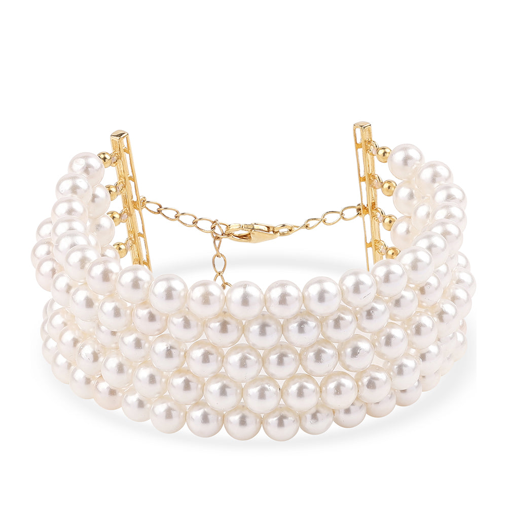 Brățară din Argint 925 Placat cu Aur ( 3.2 grame ) cu Perlă de Apă Dulce Albă 211.44 Carate 1 