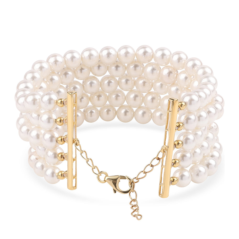 Brățară din Argint 925 Placat cu Aur ( 3.2 grame ) cu Perlă de Apă Dulce Albă 211.44 Carate
