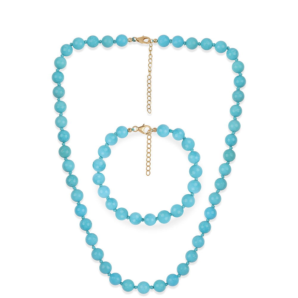 Set din Argint 925 Placat cu Aur ( 1.72 grame ) cu Turcoaz ”Frumoasa Adormită” 270.94 Carate ( Colier+Brățară ) 1 