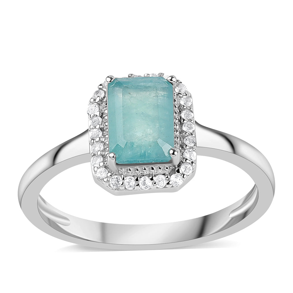 Inel din Argint 925 ( 1.9 grame ) cu Grandidierit și Topaz Alb 1.56 Carate 1 