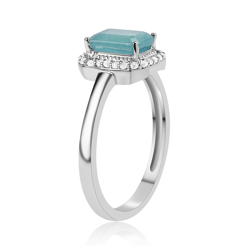 Inel din Argint 925 ( 1.9 grame ) cu Grandidierit și Topaz Alb 1.56 Carate