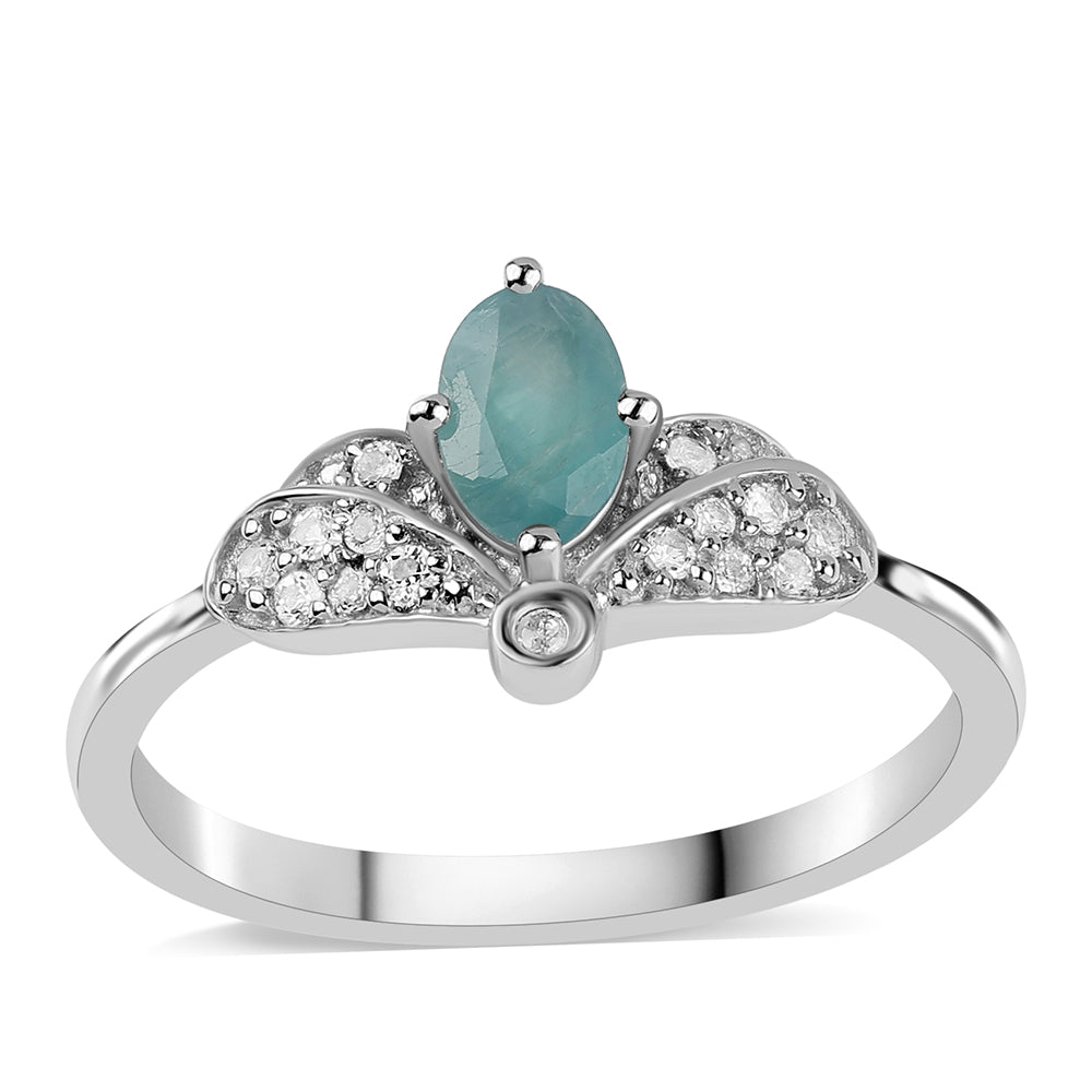 Inel din Argint 925 ( 1.95 grame ) cu Grandidierit și Topaz Alb 0.79 Carate 1 
