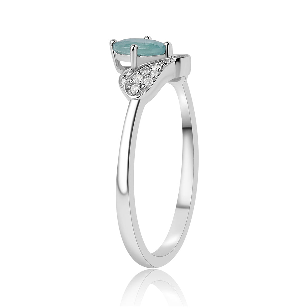 Inel din Argint 925 ( 1.95 grame ) cu Grandidierit și Topaz Alb 0.79 Carate 3 