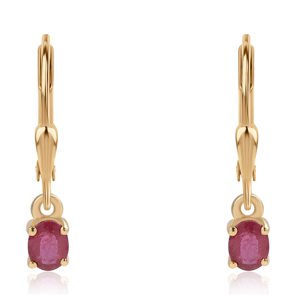 Cercei din Argint 925 Placat cu Aur ( 1.21 grame ) cu Rubin Mozambic 0.93 Carate