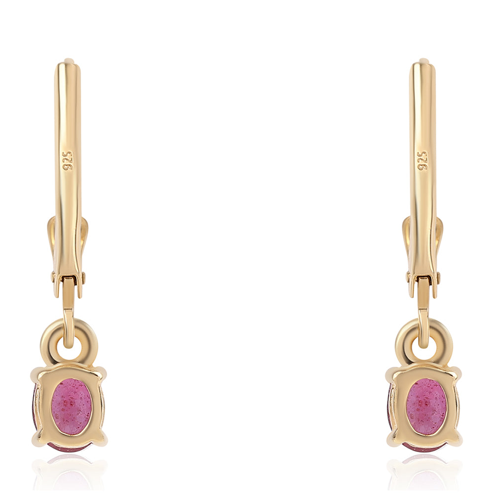 Cercei din Argint 925 Placat cu Aur ( 1.21 grame ) cu Rubin Mozambic 0.93 Carate