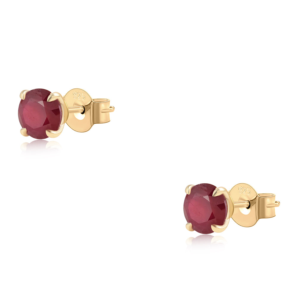 Cercei din Argint 925 Placat cu Aur ( 0.96 grame ) cu Rubin Mozambic 2.47 Carate