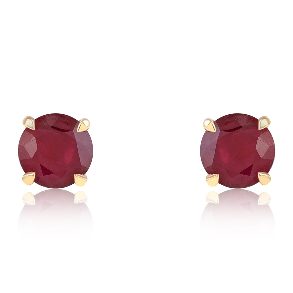 Cercei din Argint 925 Placat cu Aur ( 0.96 grame ) cu Rubin Mozambic 2.47 Carate 2 