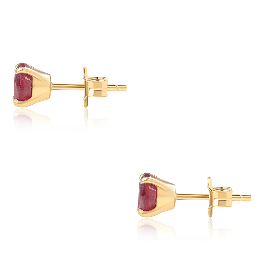 Cercei din Argint 925 Placat cu Aur ( 0.96 grame ) cu Rubin Mozambic 2.47 Carate 3 