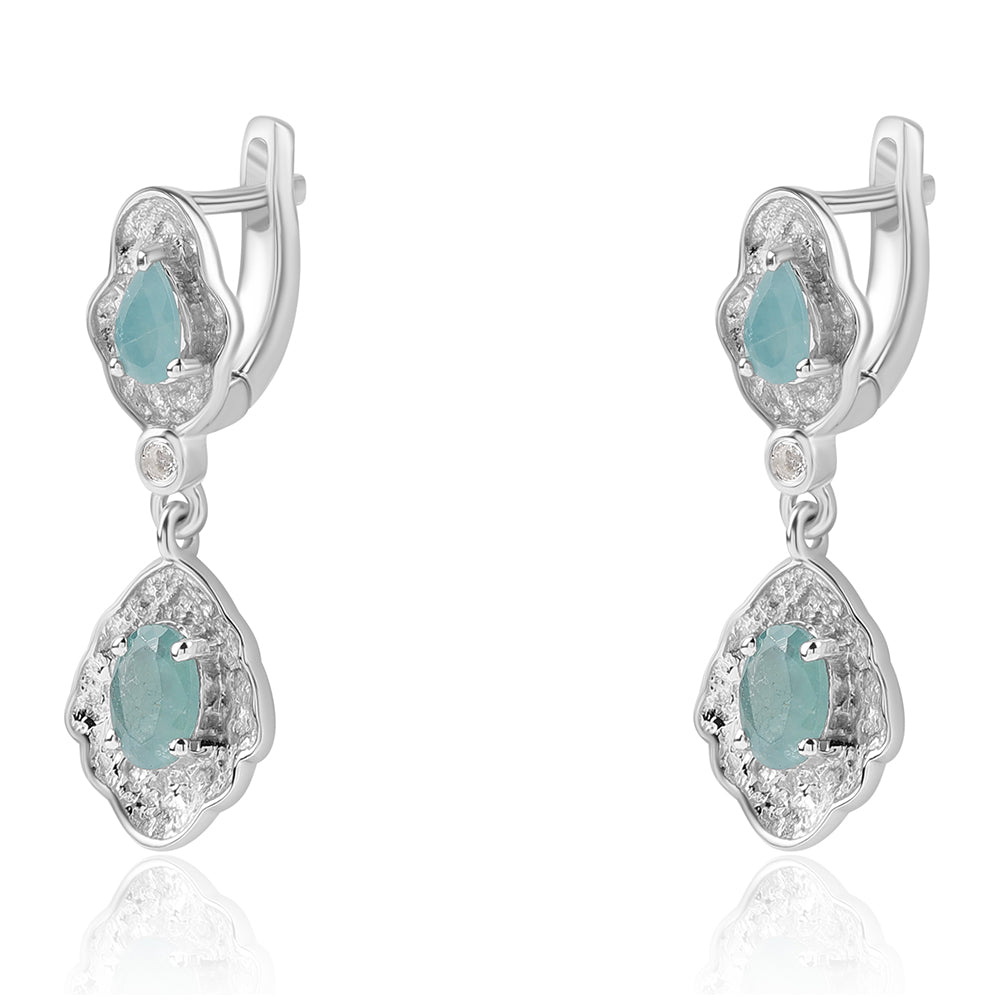 Cercei din Argint 925 ( 3.91 grame ) cu Grandidierit și Topaz Alb 1.33 Carate 1 
