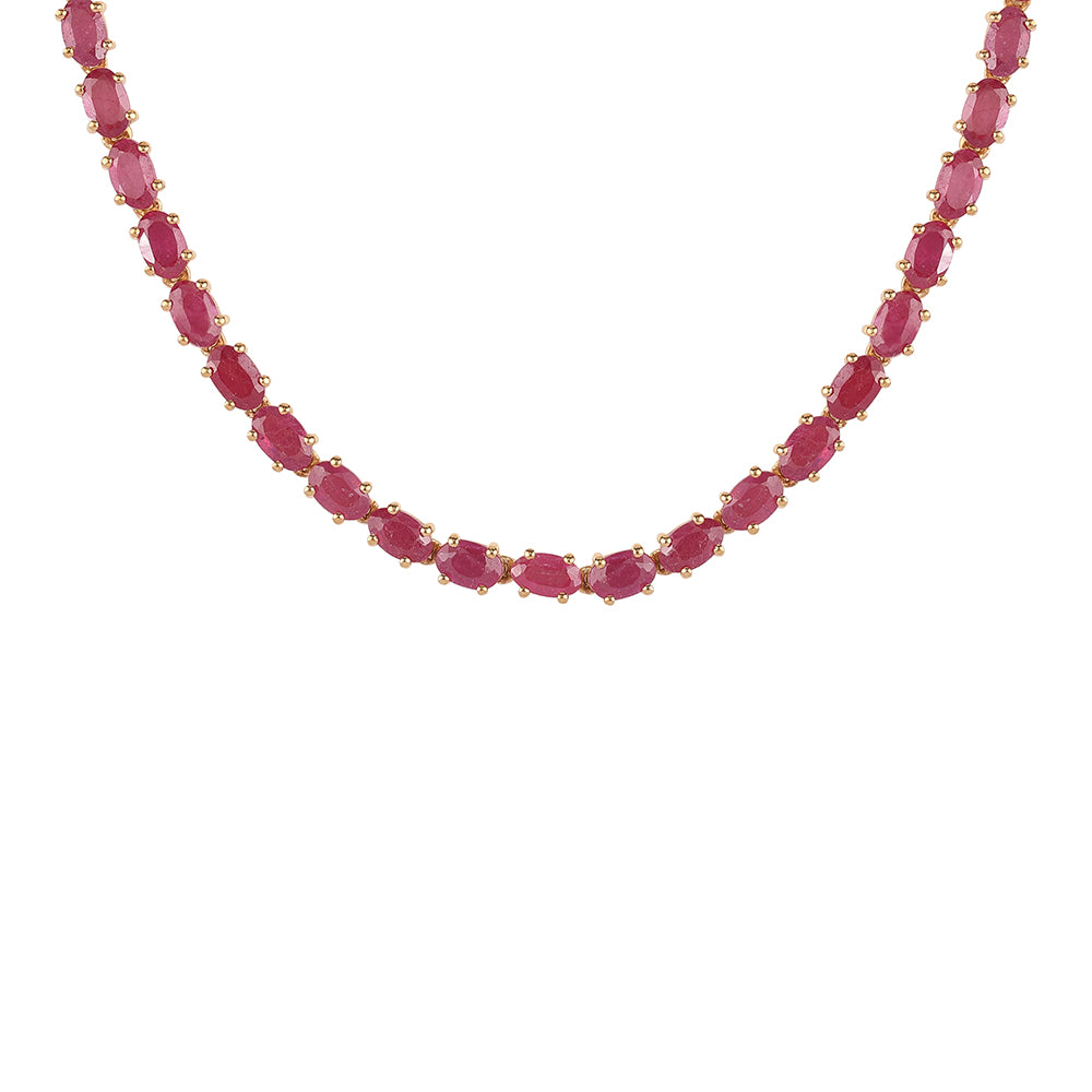 Colier din Argint 925 Placat cu Aur ( 8.33 grame ) cu Rubin Mozambic 15.68 Carate 3 