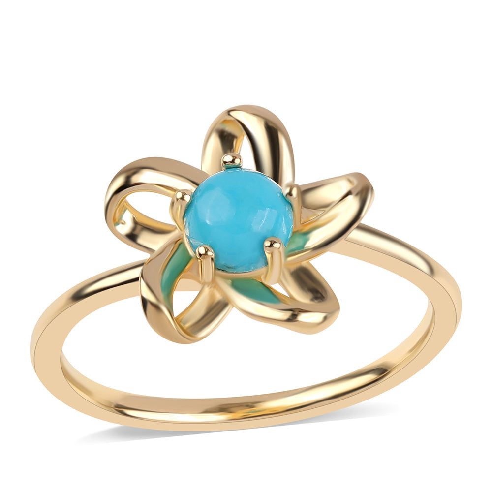 Inel din Argint 925 Placat cu Aur ( 2 grame ) cu Turcoaz ”Frumoasa Adormită” 0.57 Carate 1 