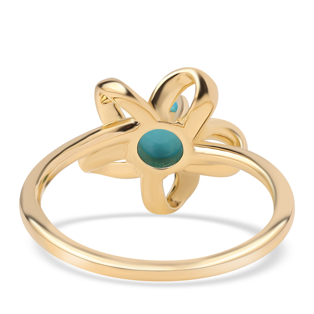 Inel din Argint 925 Placat cu Aur ( 2 grame ) cu Turcoaz ”Frumoasa Adormită” 0.57 Carate