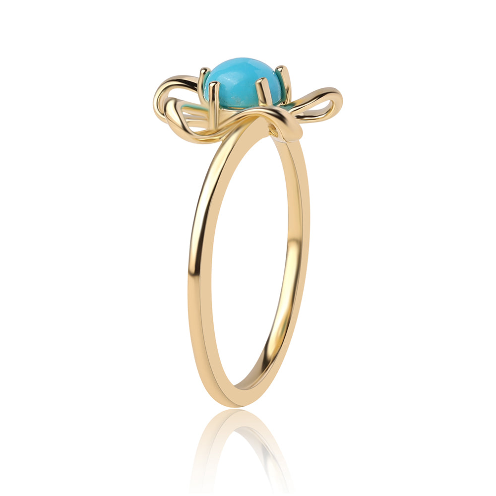 Inel din Argint 925 Placat cu Aur ( 2 grame ) cu Turcoaz ”Frumoasa Adormită” 0.57 Carate 3 