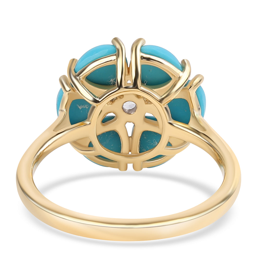 Inel din Argint 925 Placat cu Aur ( 2.25 grame ) cu Turcoaz ”Frumoasa Adormită” și Topaz Alb 2.22 Carate