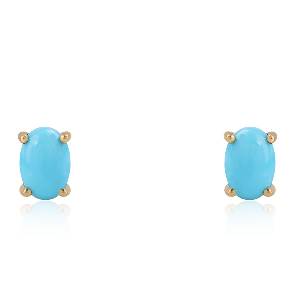 Cercei din Argint 925 Placat cu Aur ( 0.8 grame ) cu Turcoaz ”Frumoasa Adormită” 1.08 Carate