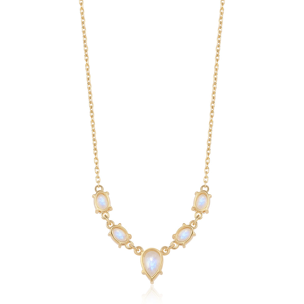 Colier din Argint 925 Placat cu Aur ( 3.69 grame ) cu Piatra Lunii Curcubeu Clasa ”AA” 6 Carate