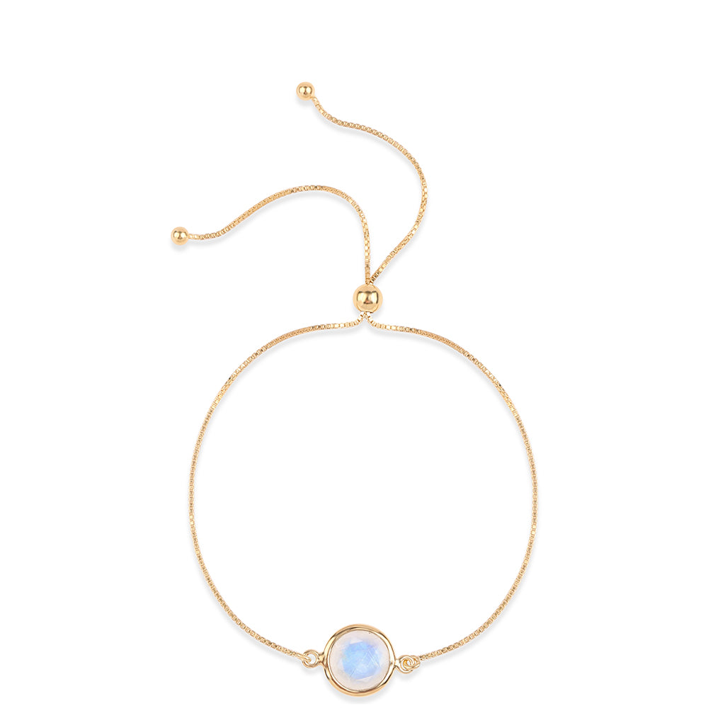 Brățară din Argint 925 Placat cu Aur ( 2.16 grame ) cu Piatra Lunii Curcubeu Clasa ”AA” 2.86 Carate 1 