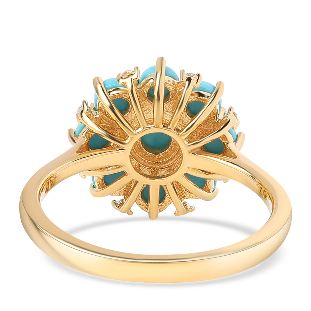 Inel din Argint 925 Placat cu Aur ( 3.21 grame ) cu Turcoaz ”Frumoasa Adormită” și Topaz Alb 2.43 Carate 2 