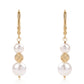 Cercei din Argint 925 Placat cu Aur ( 1.42 grame ) cu Perlă de Apă Dulce Albă 11.04 Carate