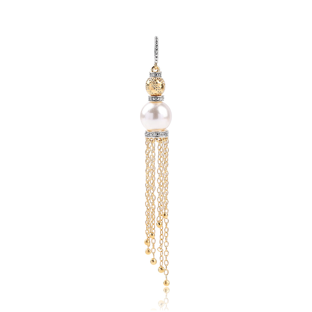 Pandantiv din Argint 925 Placat cu Aur ( 2.55 grame ) cu Perlă de Apă Dulce Albă și Topaz Alb 7.47 Carate