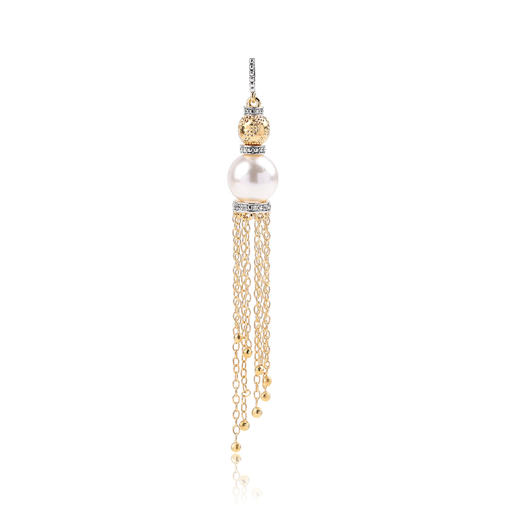Pandantiv din Argint 925 Placat cu Aur ( 2.55 grame ) cu Perlă de Apă Dulce Albă și Topaz Alb 7.47 Carate 2 