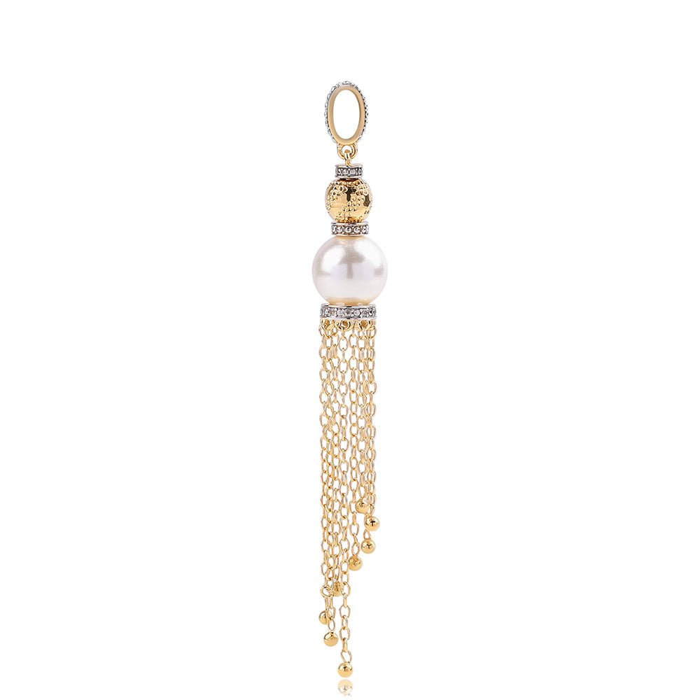 Pandantiv din Argint 925 Placat cu Aur ( 2.55 grame ) cu Perlă de Apă Dulce Albă și Topaz Alb 7.47 Carate