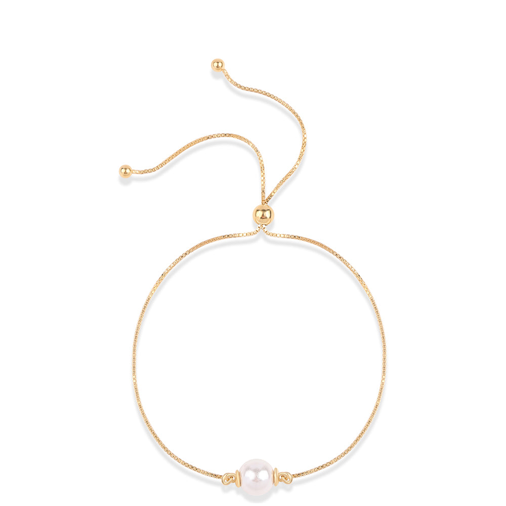 Brățară din Argint 925 Placat cu Aur ( 1.85 grame ) cu Perlă de Apă Dulce Albă 4.03 Carate
