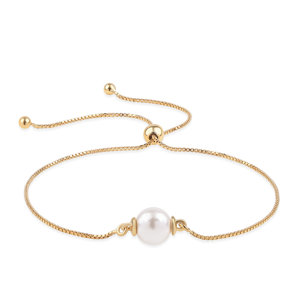 Brățară din Argint 925 Placat cu Aur ( 1.85 grame ) cu Perlă de Apă Dulce Albă 4.03 Carate