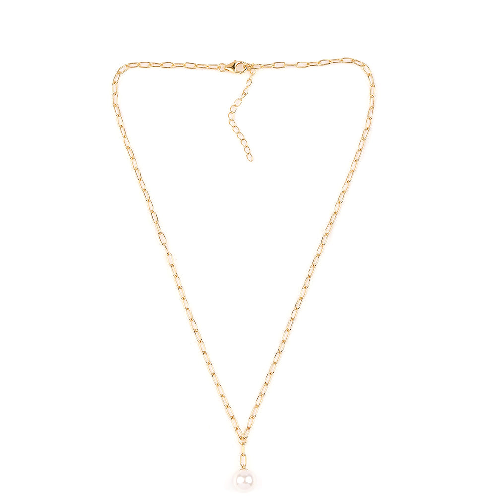 Colier din Argint 925 Placat cu Aur ( 6.07 grame ) cu Perlă de Apă Dulce Albă 7.09 Carate 2 